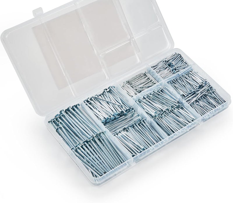 LUEEN Picture Hanging Nail Kit, 710 Pieces, White Frame Nails up to 2 Inches, Assorted Sizes with Storage Case (White) - Image 3